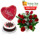 1/2kg Black Forest Cake & 12 Red Roses